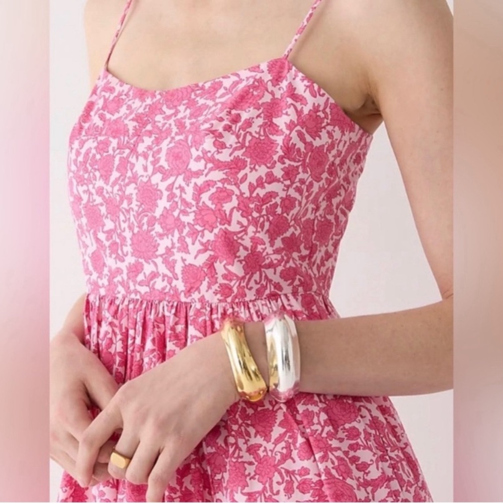 J Crew Pink Poplin Midi Dress